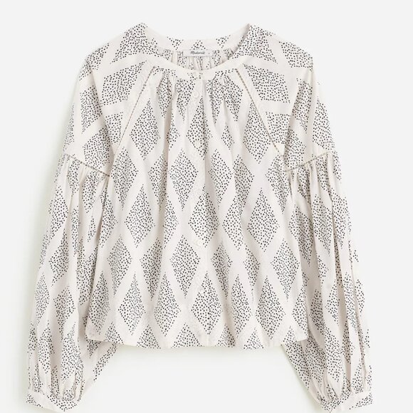 Madewell Shirred Balloon-Sleeve Top in Geometric Print Size XL - Picture 4 of 12